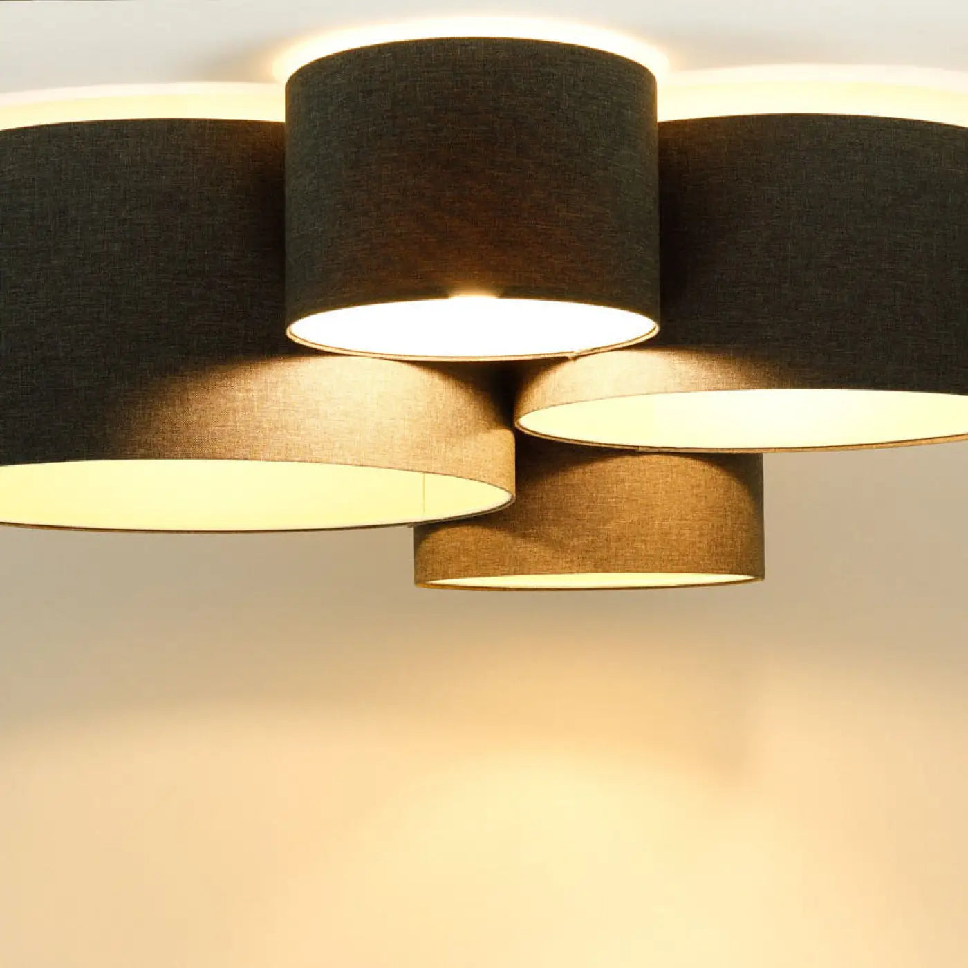 Luminaire Plafonnier en Tissu - 4 Flames Boho Élégant (Marron Gris)