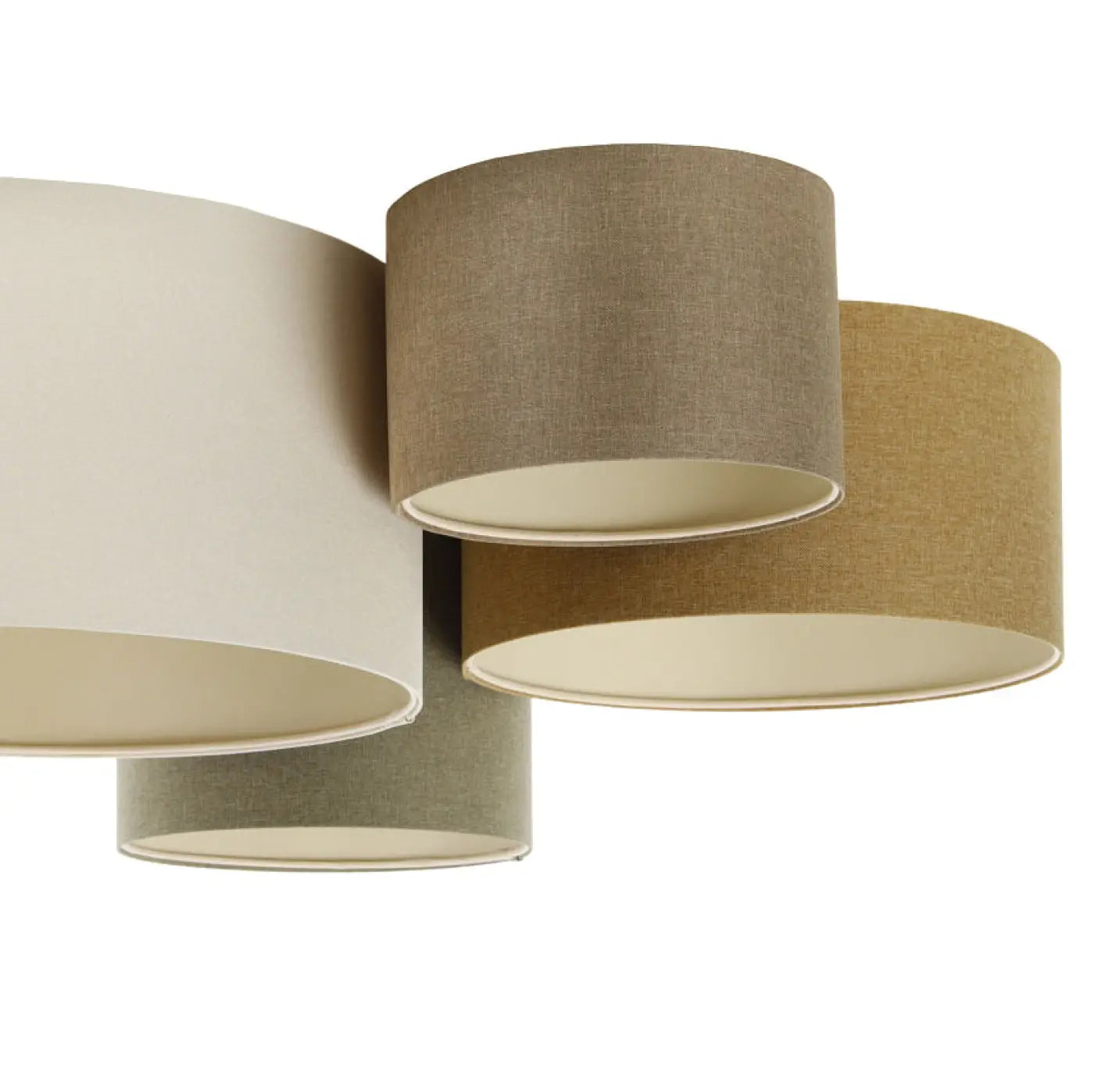 Luminaire Plafonnier en Tissu - 4Flames Boho Elegant (Crème/Caramel/Vert Gris/Marron Sable/Écru