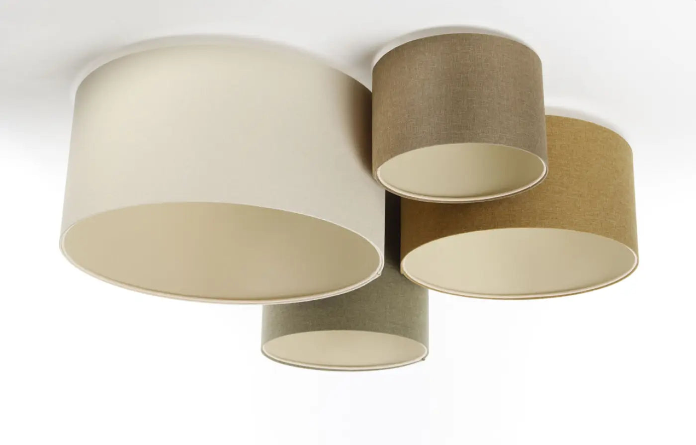 Luminaire Plafonnier en Tissu - 4Flames Boho Elegant (Crème/Caramel/Vert Gris/Marron Sable/Écru