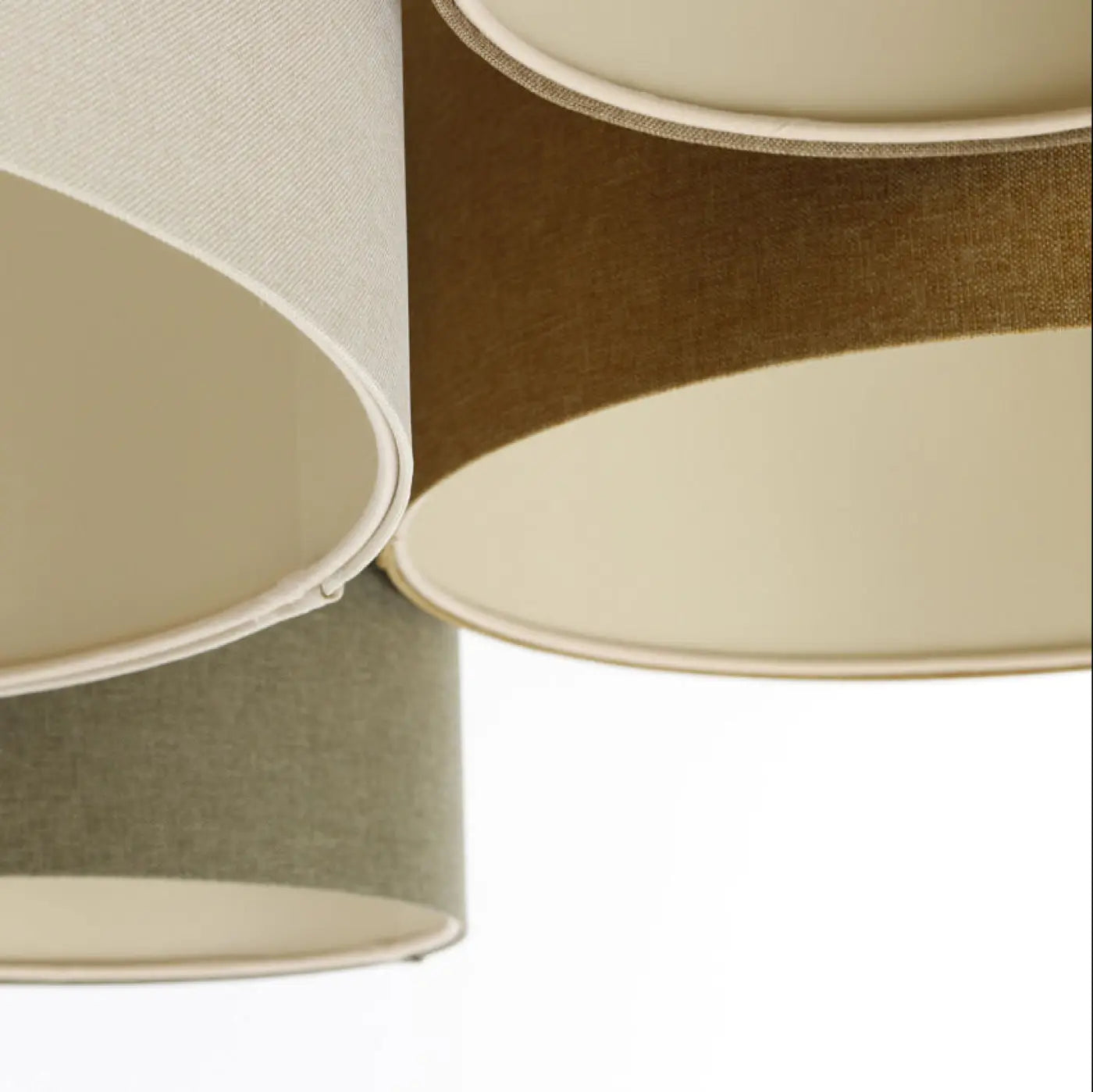 Luminaire Plafonnier en Tissu - 4Flames Boho Elegant (Crème/Caramel/Vert Gris/Marron Sable/Écru