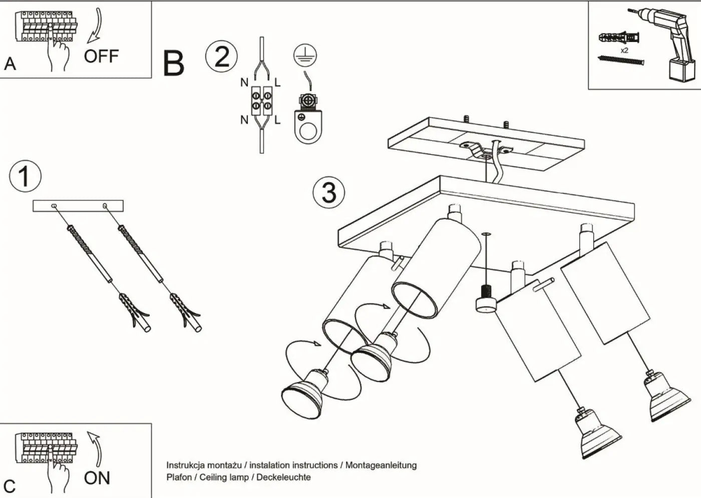 Luminaire Plafonnier - Ring 4 (Noir)