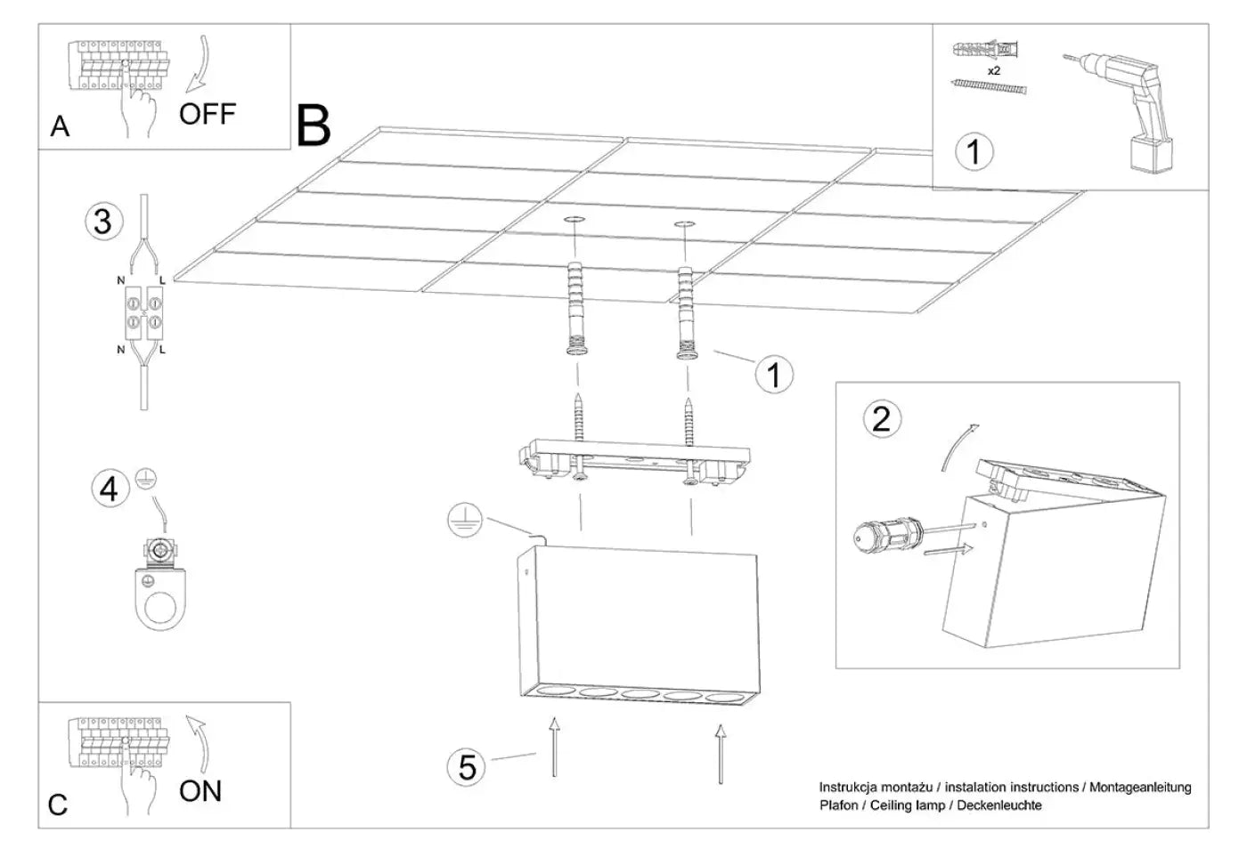 Luminaire Plafonnier - Sole Led (Noir)