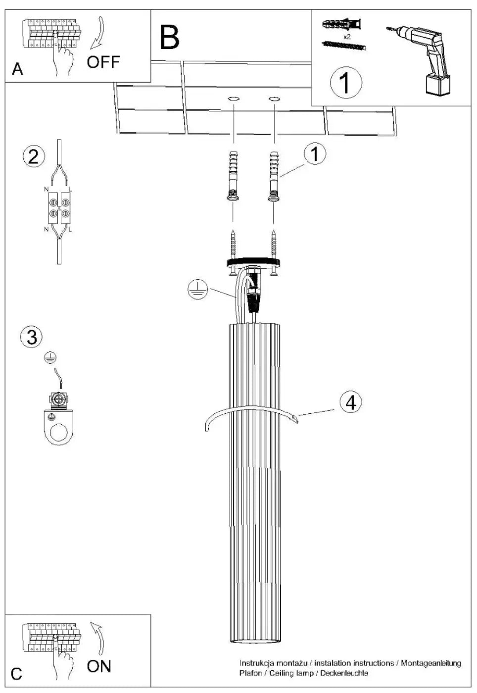 Luminaire Plafonnier Design - Karbon 60 (Noir)