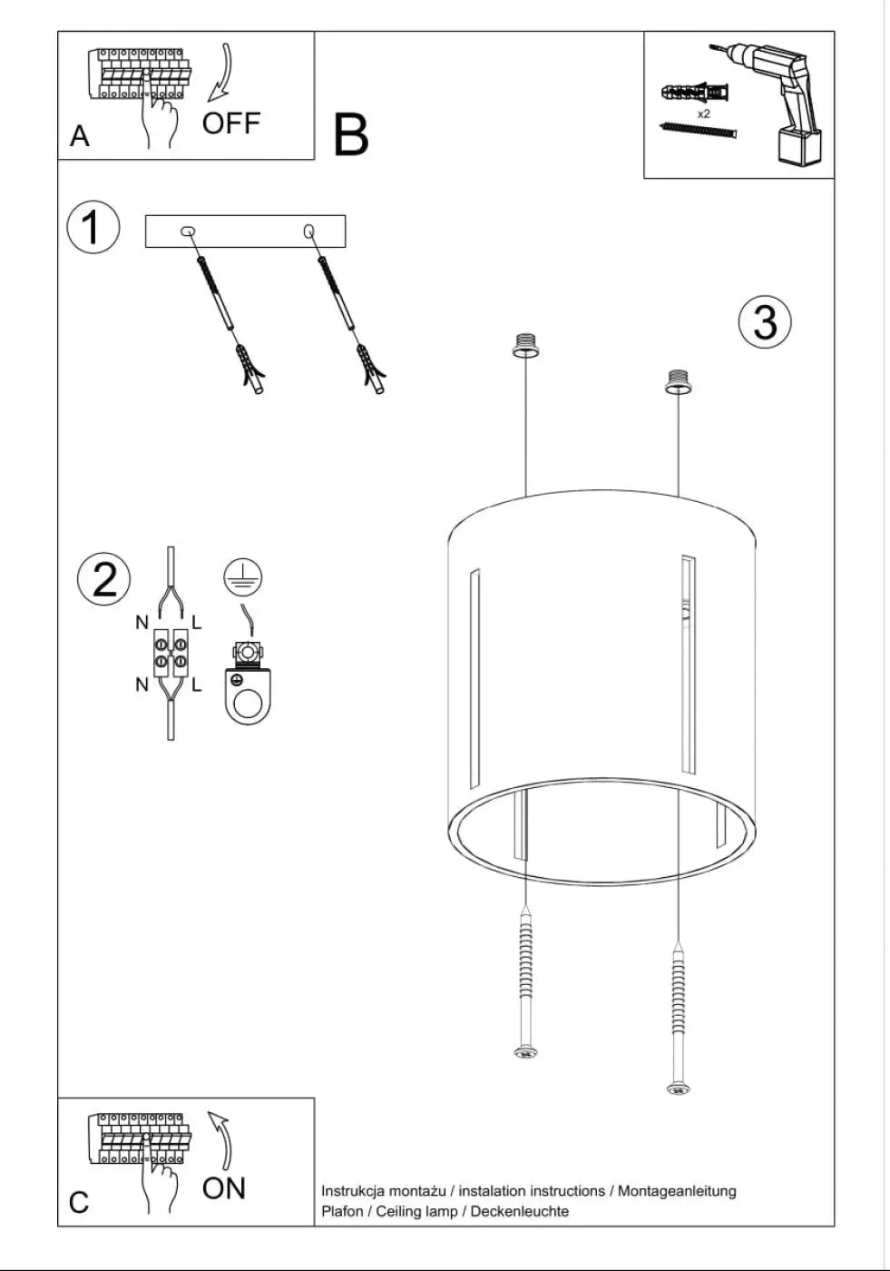 Luminaire Plafonnier Design - Inez (Noir)