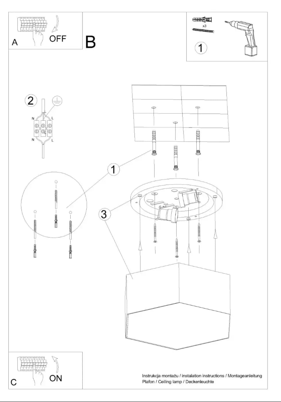 Luminaire Plafonnier Design - Sunde 15 (Noir)