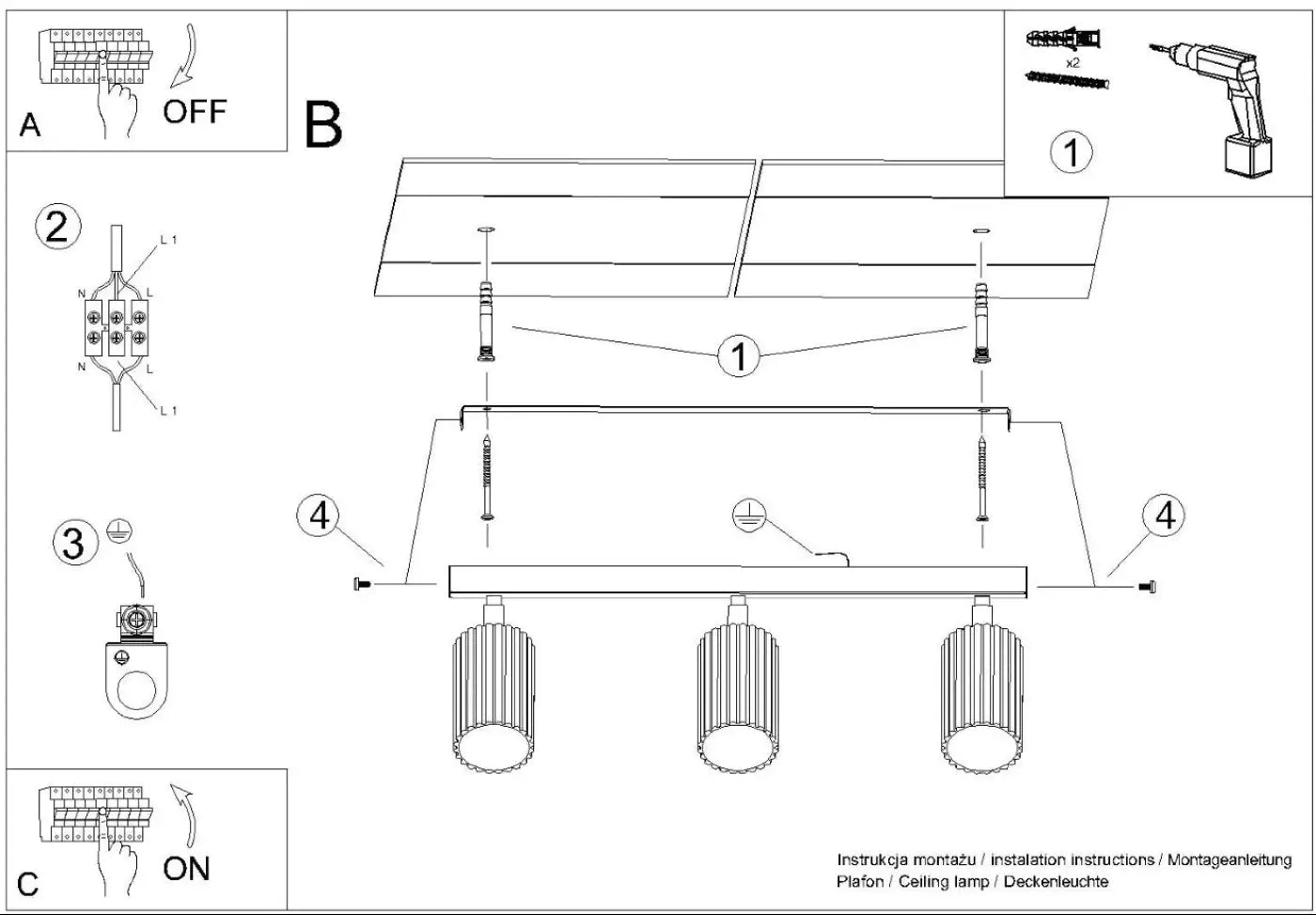Luminaire Plafonnier Design - Karbon 3L (Or)
