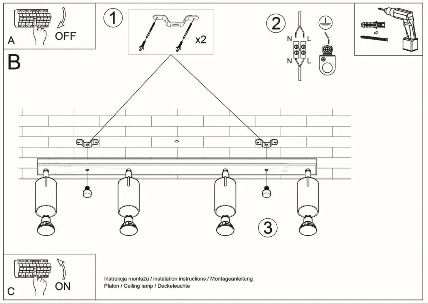 Luminaire Plafonnier Design - Ring 4L (Blanc)