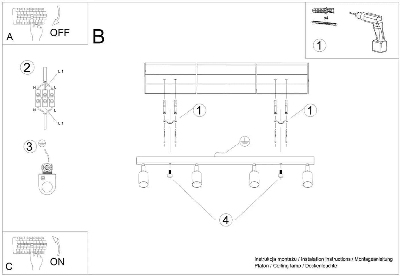 Luminaire Plafonnier Design en Bois - Verdo 4 (Blanc)