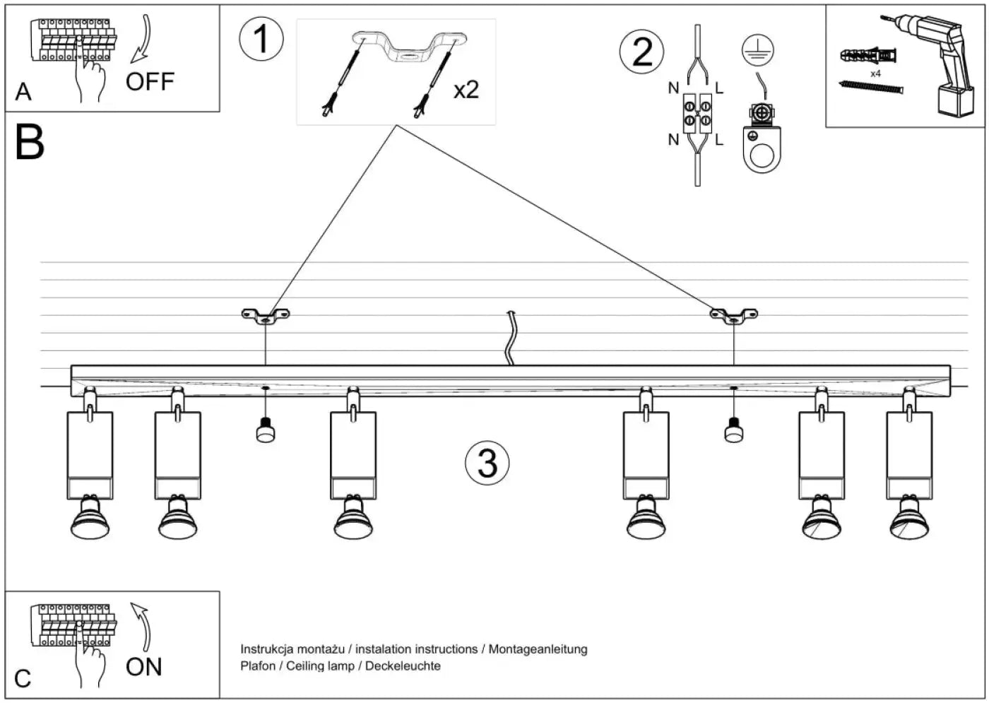 Luminaire Plafonnier Moderne - Ring 4L (Gris)