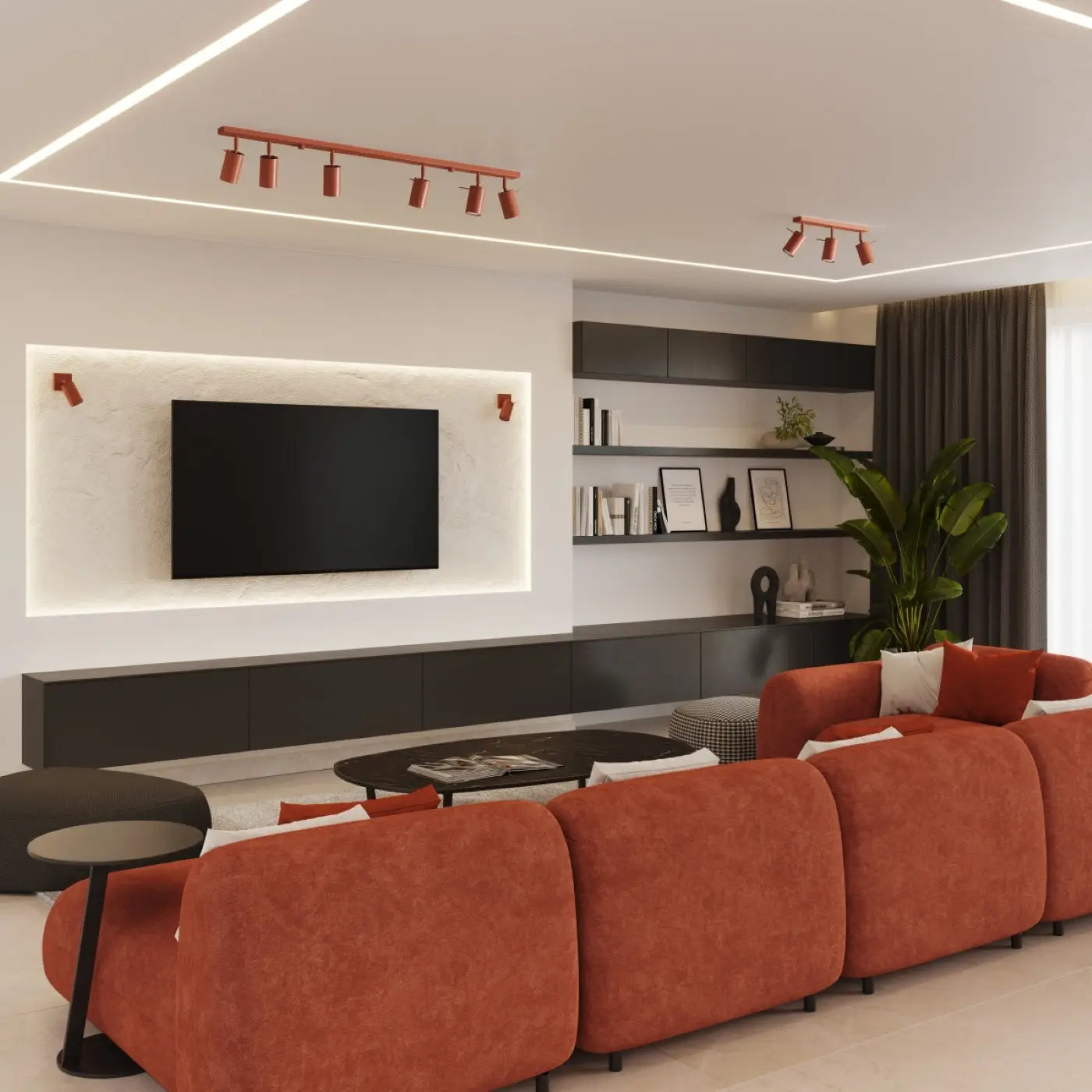 Luminaire Plafonnier Design - Ring 4L (Rouge Ochra)