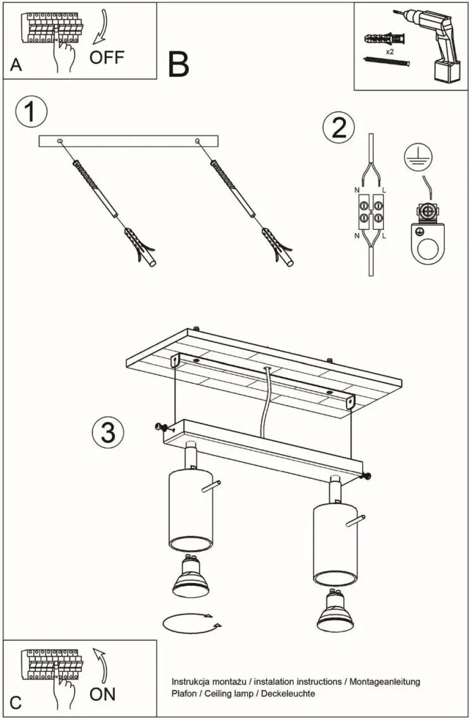 Luminaire Plafonnier Minimaliste - Ring 2 (Noir)