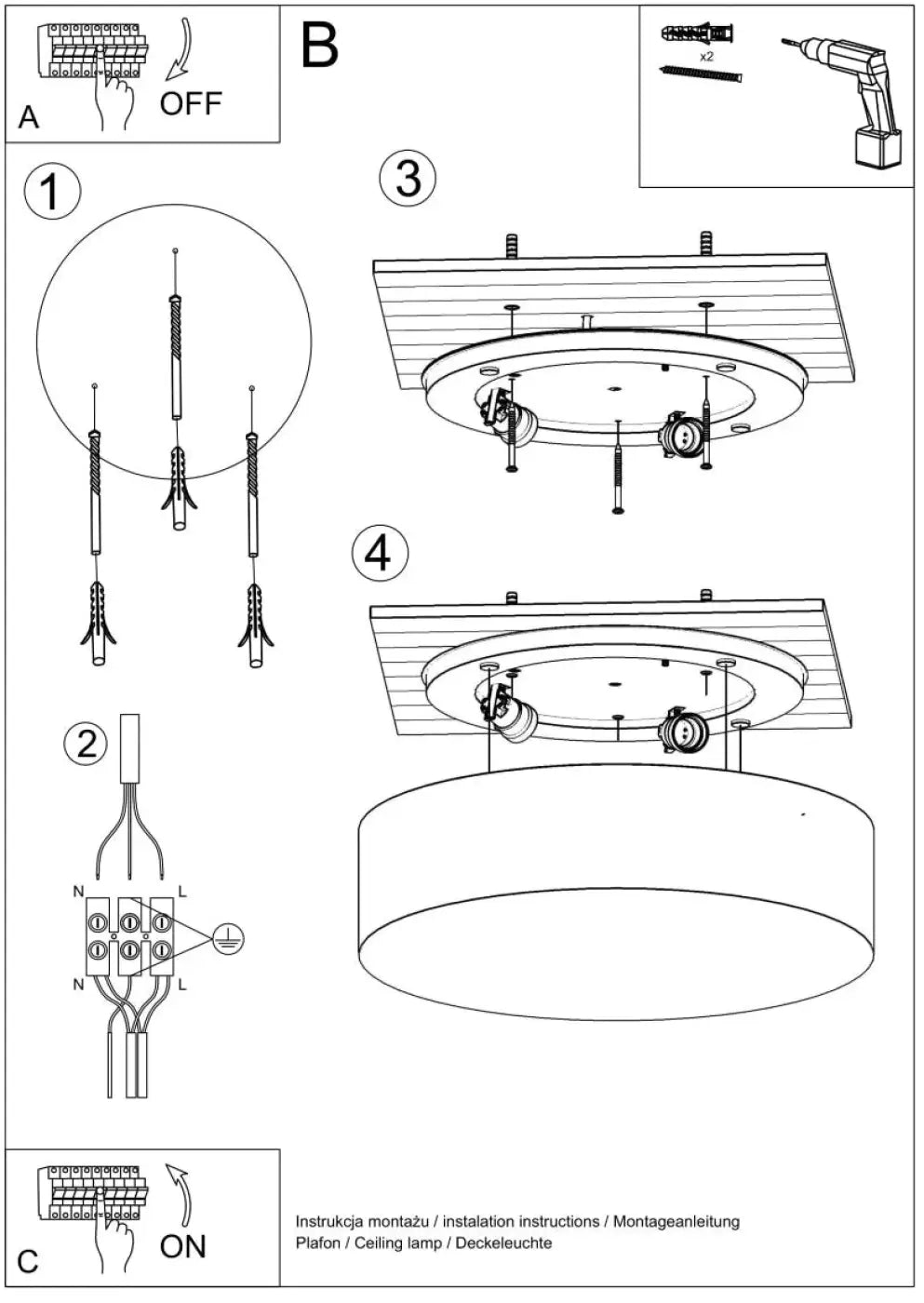 Luminaire Plafonnier - Arena (Gris)