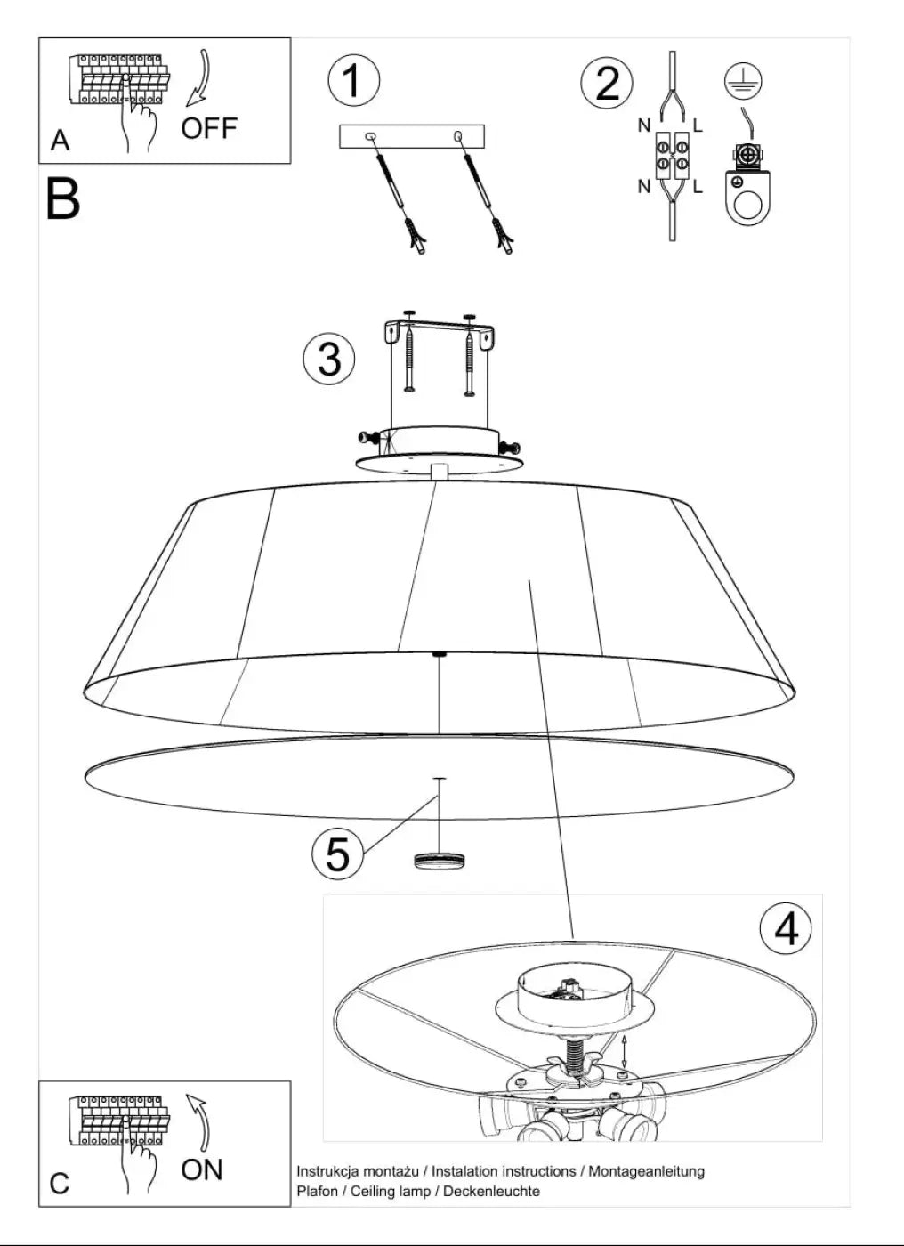 Luminaire Plafonnier Design - Vega 60 (Noir)