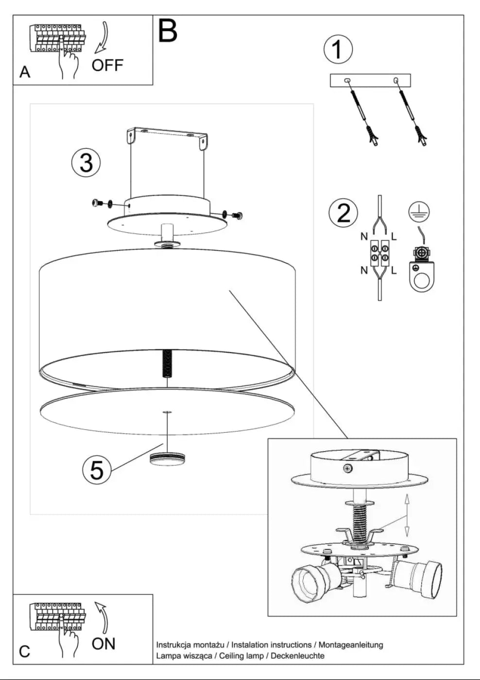 Luminaire Plafonnier Elegant - Skala 30 (Noir)