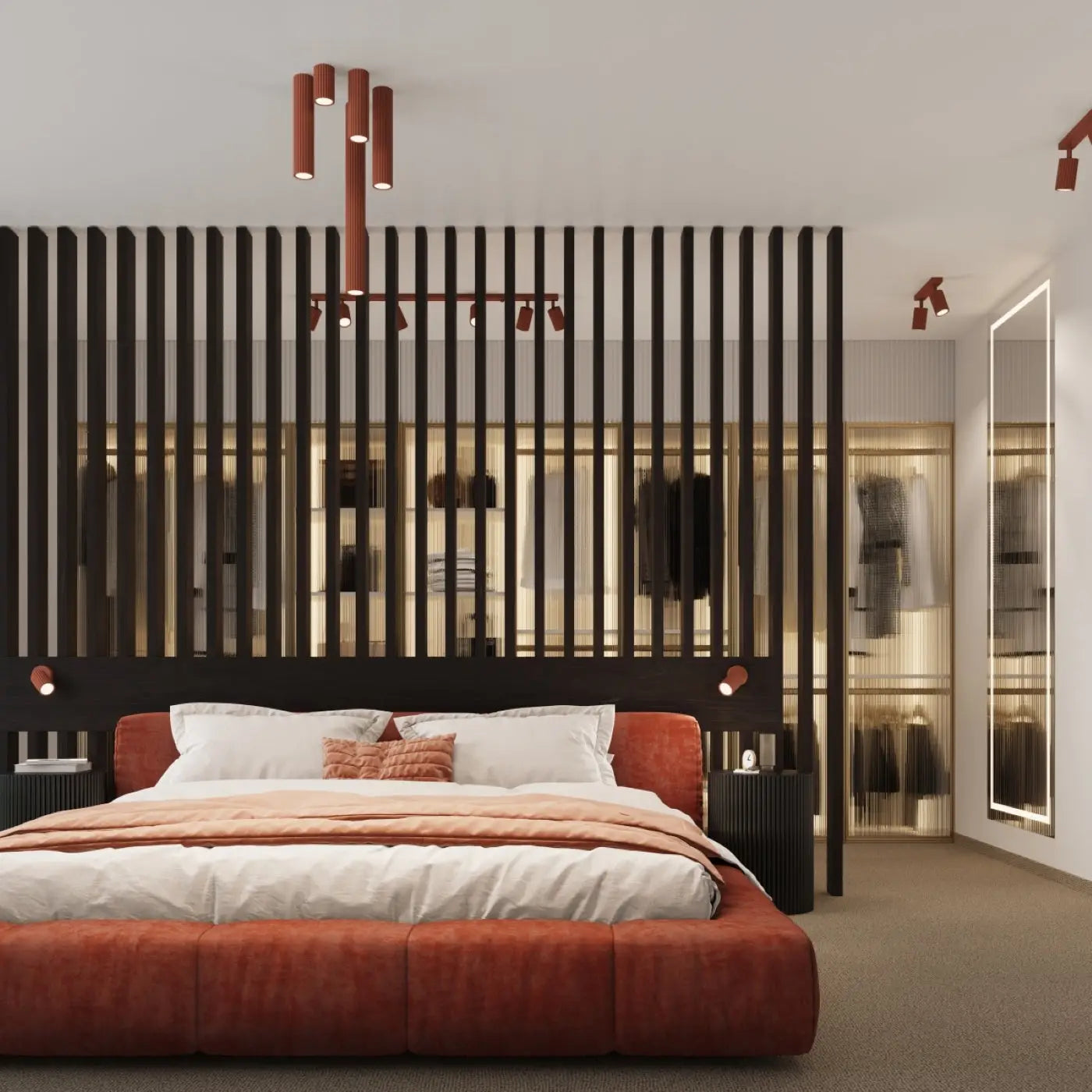 Luminaire Plafonnier Design - Karbon 20  (Rouge Ocre)