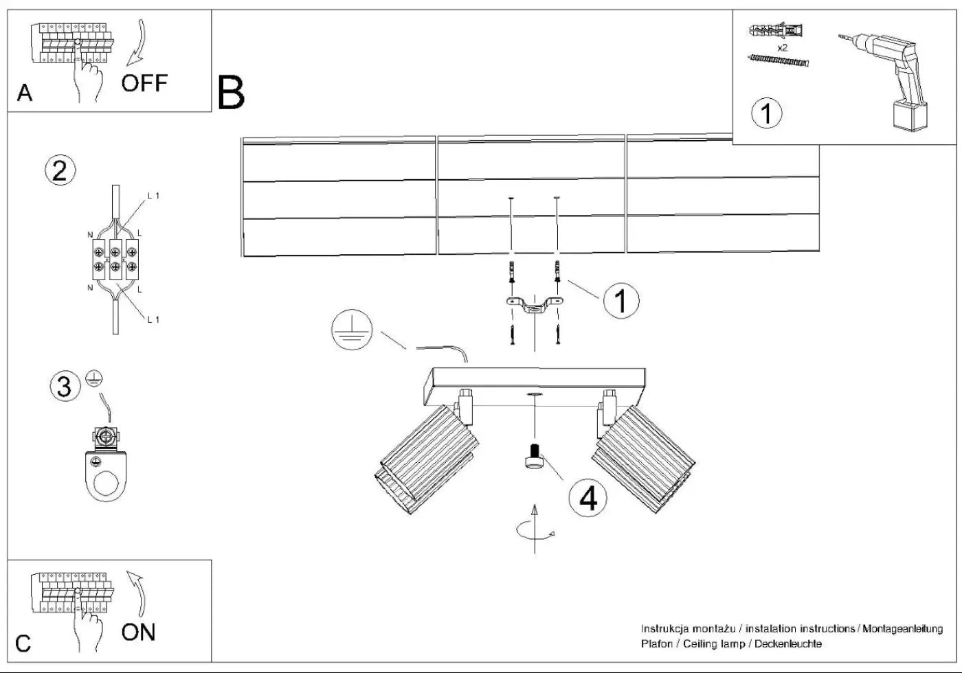 Luminaire Plafonnier Design - Karbon 4 (Rouge Ocre)