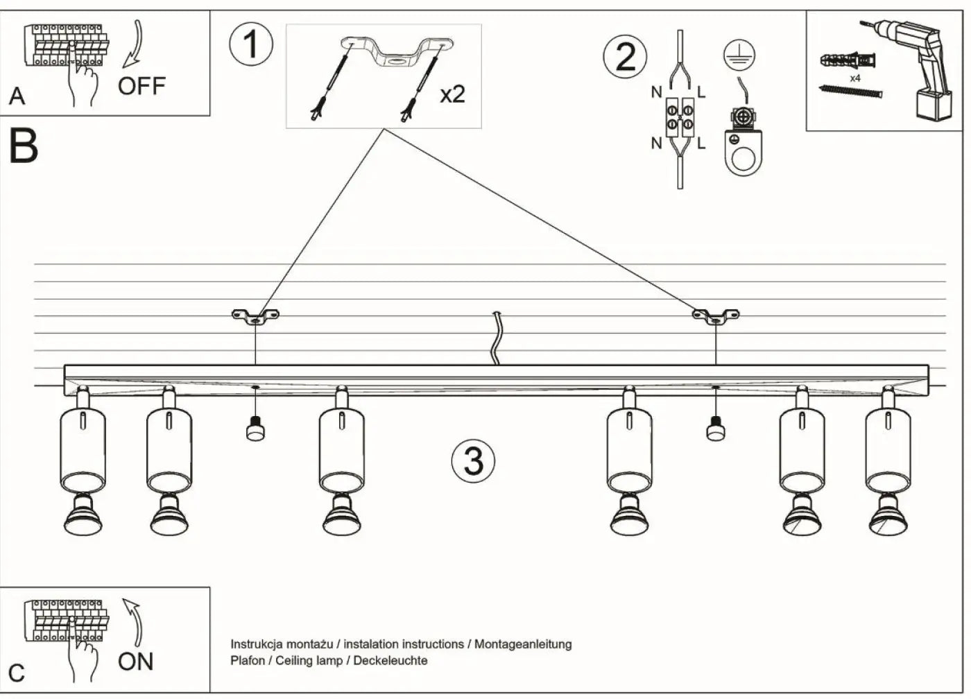 Luminaire Plafonnier Design - Ring 6L (Chrome)