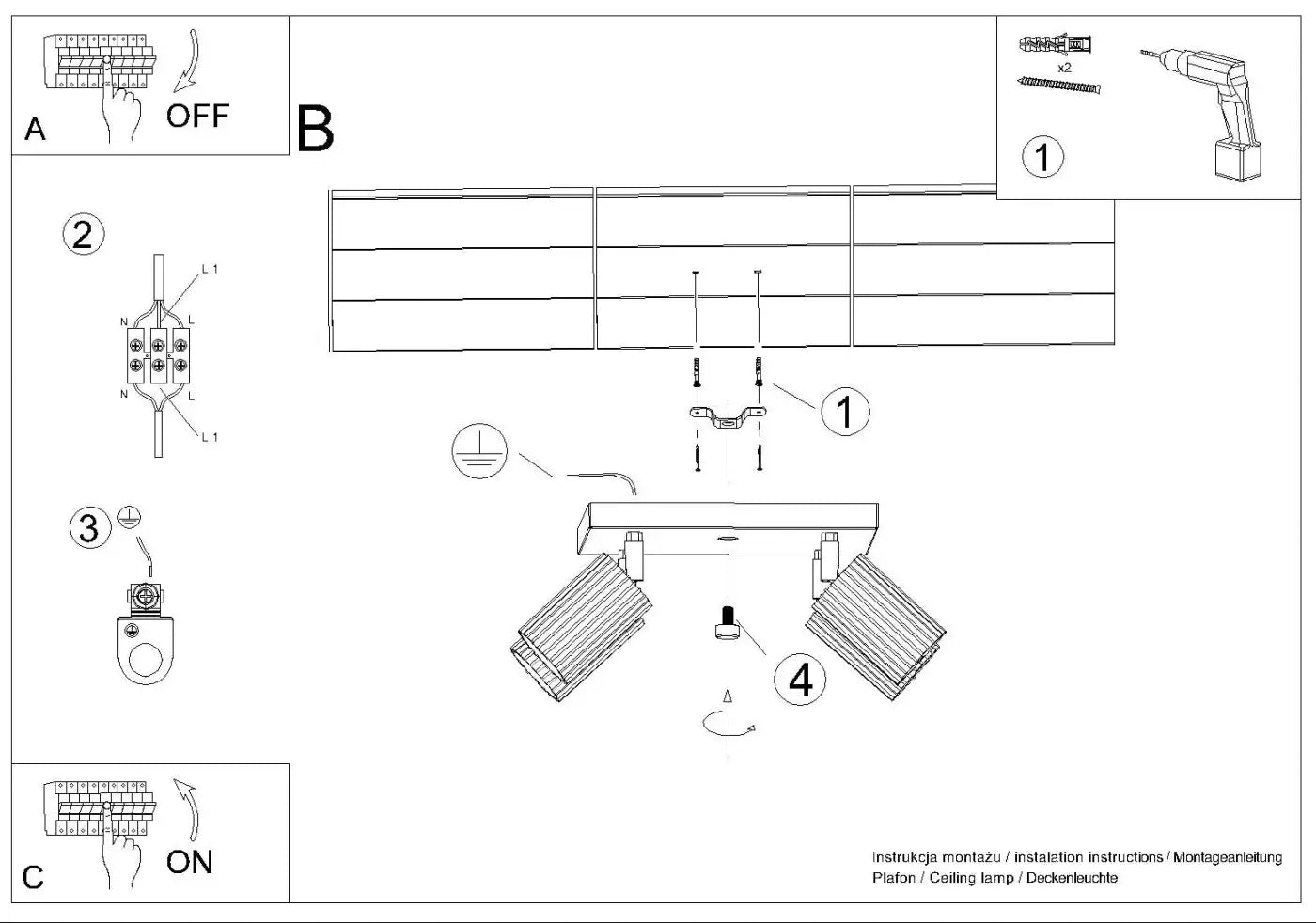 Luminaire Plafonnier - Karbon 4 (Taupe)