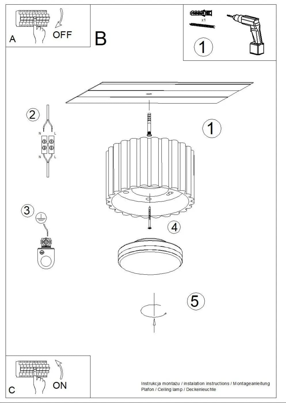 Luminaire Plafonnier Moderne - Aura 1 (Taupe)