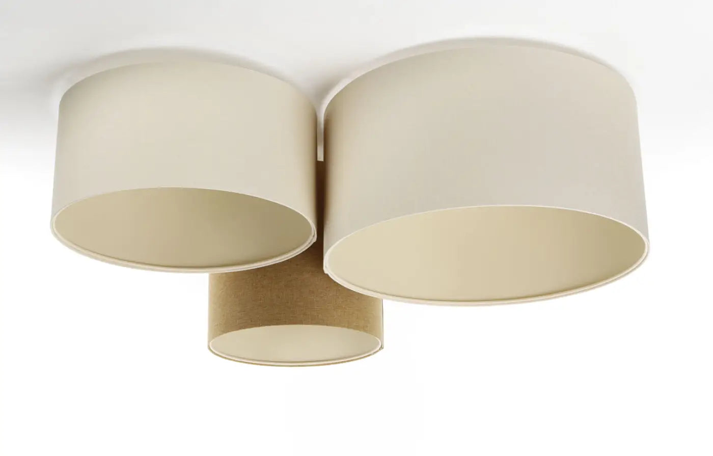 Luminaire Plafonnier en Tissu - Trio Boho Elegant (Moutarde/Crème)
