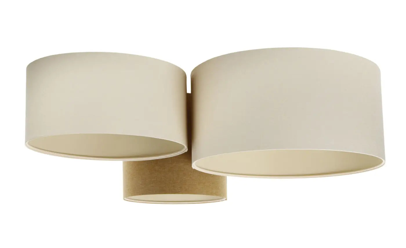 Luminaire Plafonnier en Tissu - Trio Boho Elegant (Moutarde/Crème)