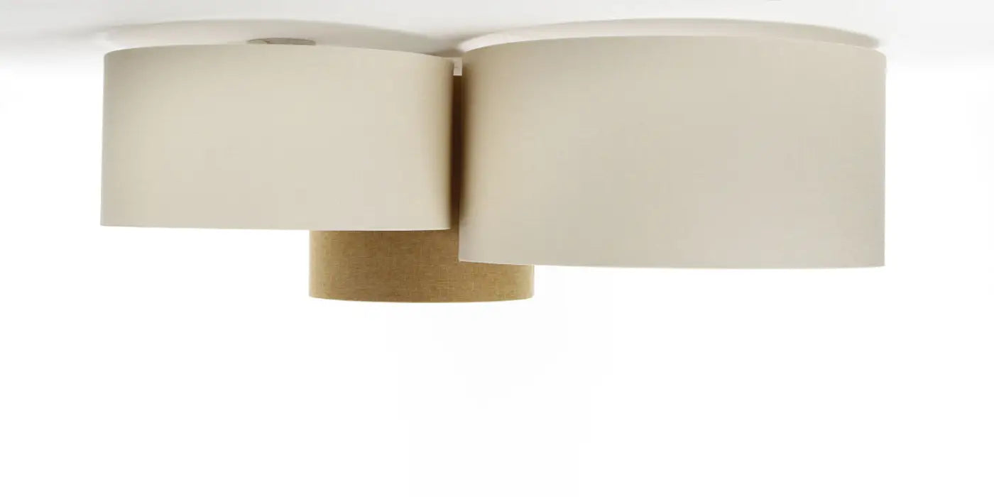 Luminaire Plafonnier en Tissu - Trio Boho Elegant (Moutarde/Crème)