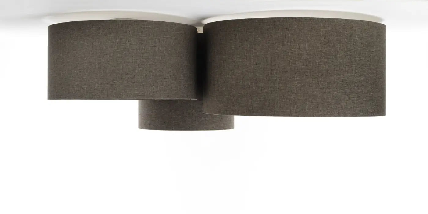 Luminaire Plafonnier en Tissu - Trio Boho Elegant (Marron Gris/Ecru)