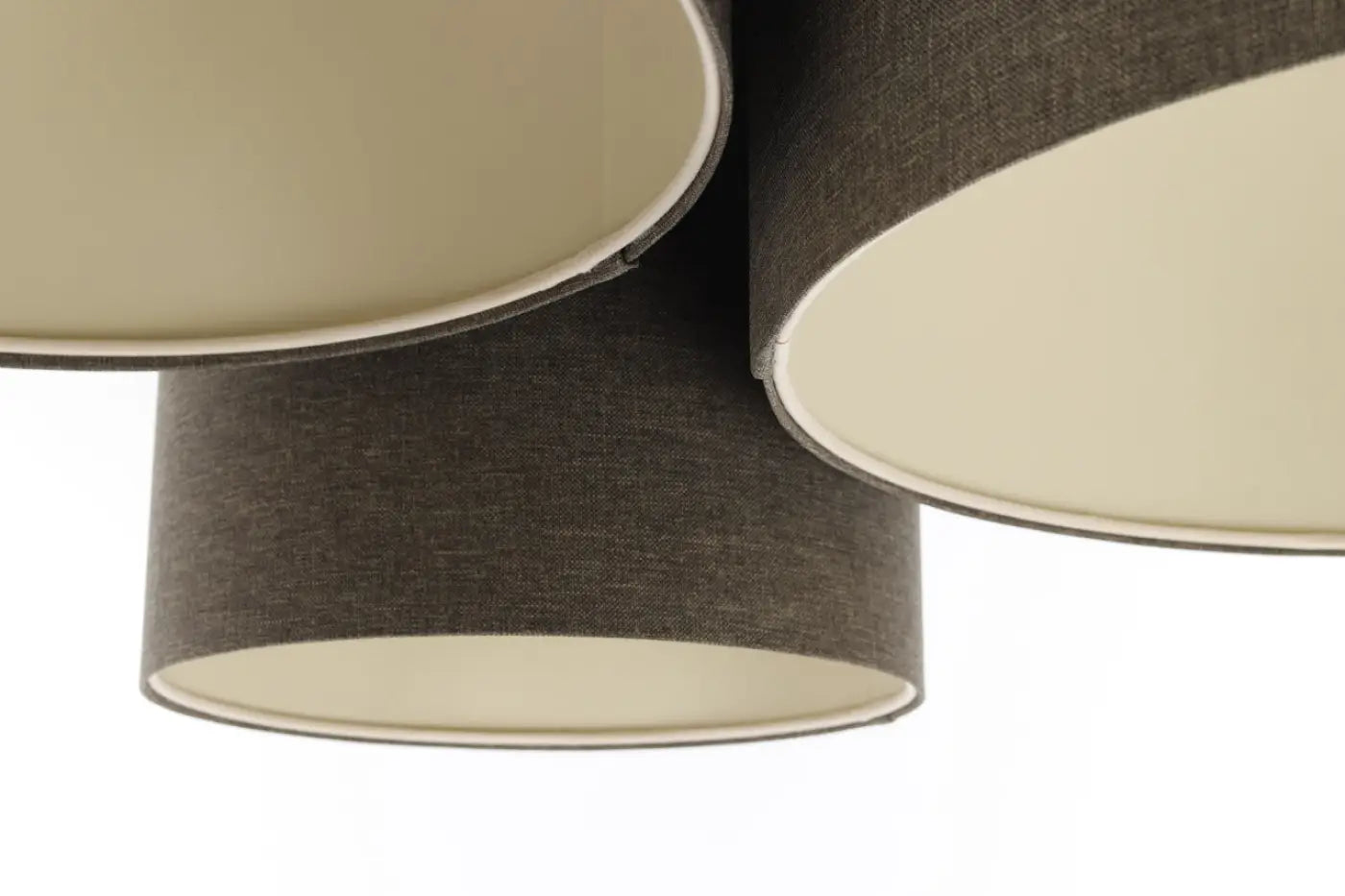 Luminaire Plafonnier en Tissu - Trio Boho Elegant (Marron Gris/Ecru)