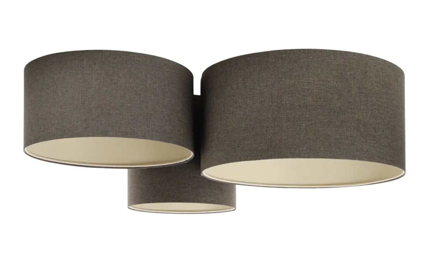 Luminaire Plafonnier en Tissu - Trio Boho Elegant (Marron Gris/Ecru)