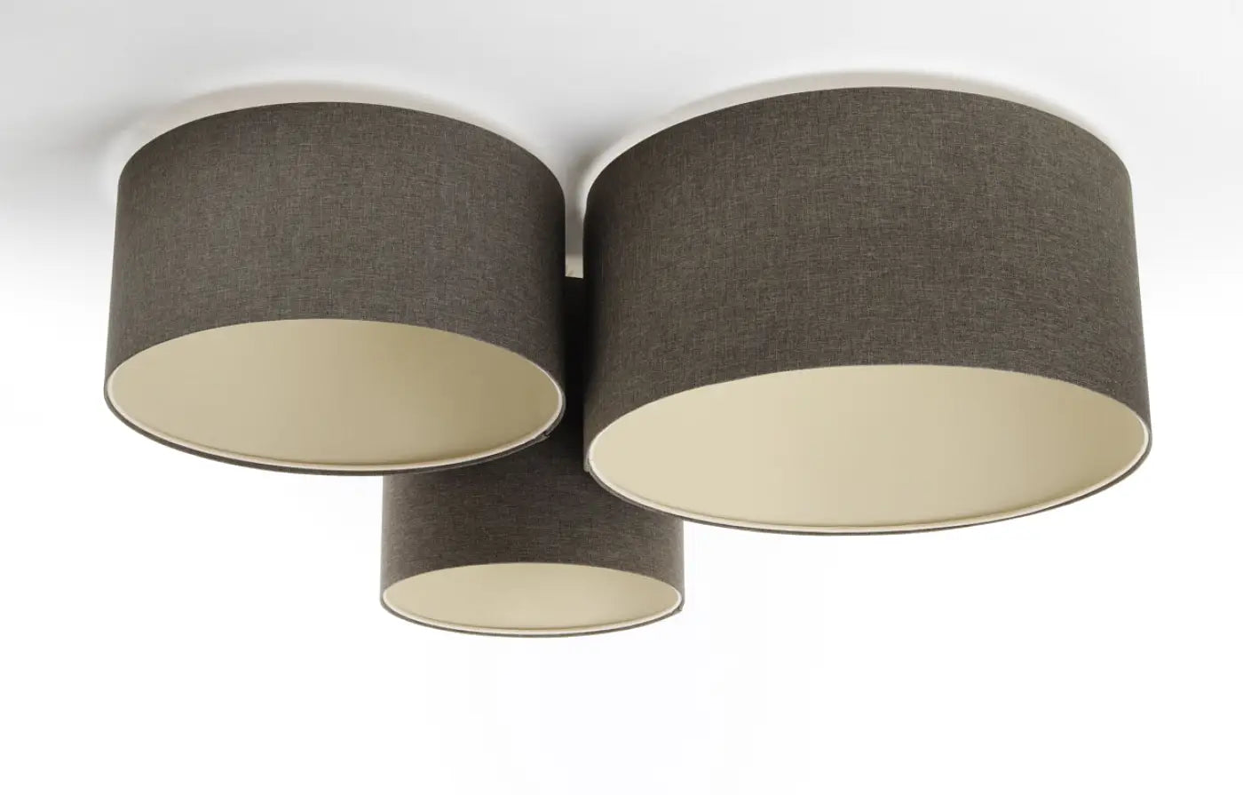 Luminaire Plafonnier en Tissu - Trio Boho Elegant (Marron Gris/Ecru)