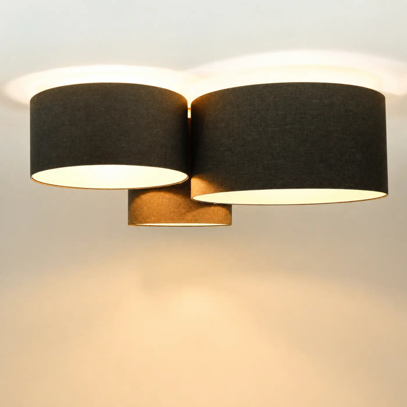 Luminaire Plafonnier en Tissu - Trio Boho Elegant (Marron Gris/Ecru)
