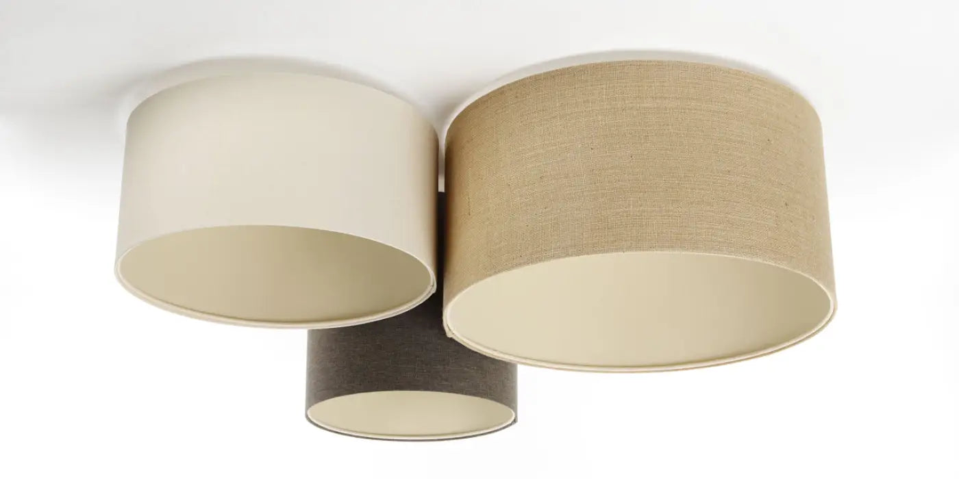 Luminaire Plafonnier en Tissu - Trio Boho Elegant (Crème/Beige/Graphite/Ecru)