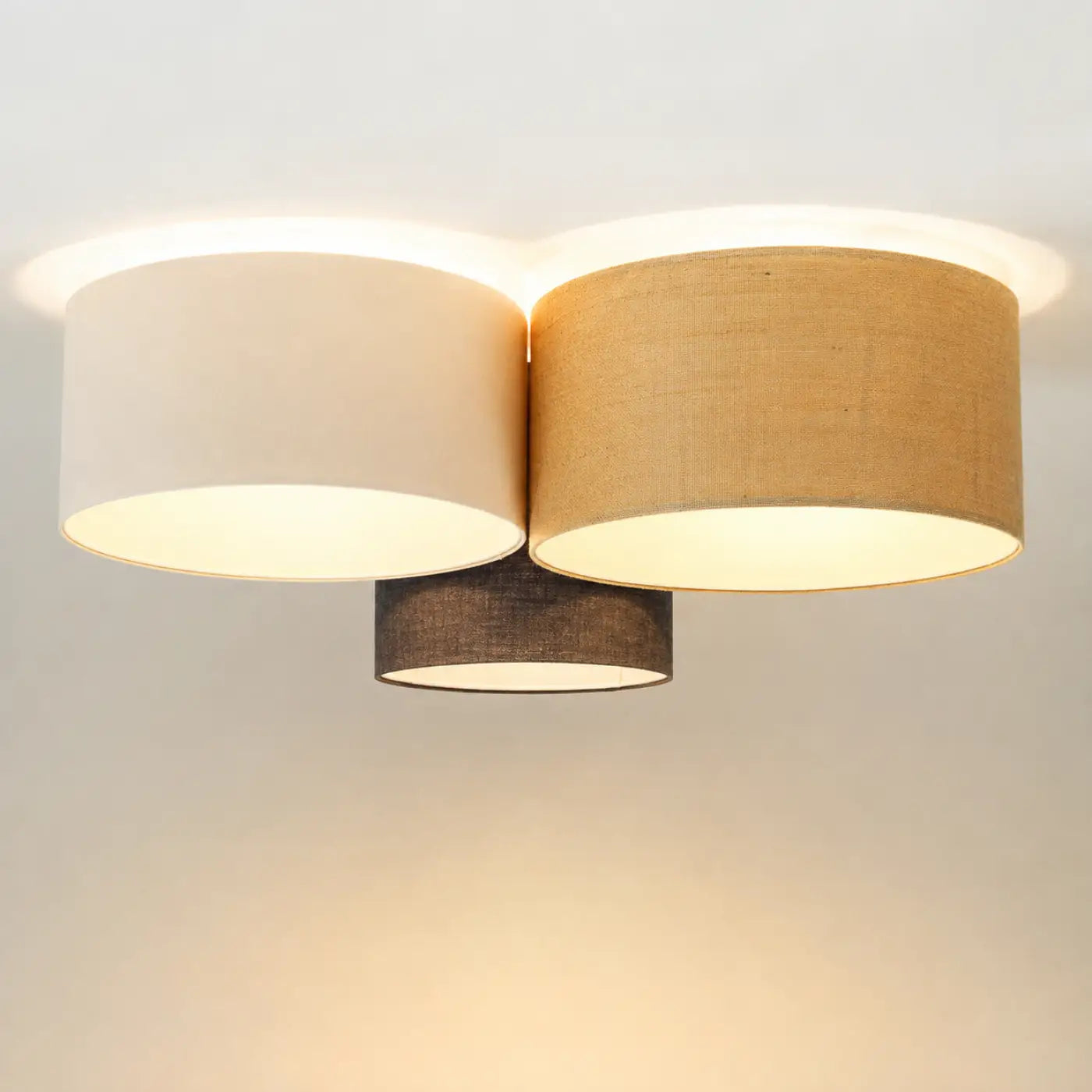 Luminaire Plafonnier en Tissu - Trio Boho Elegant (Crème/Beige/Graphite/Ecru)