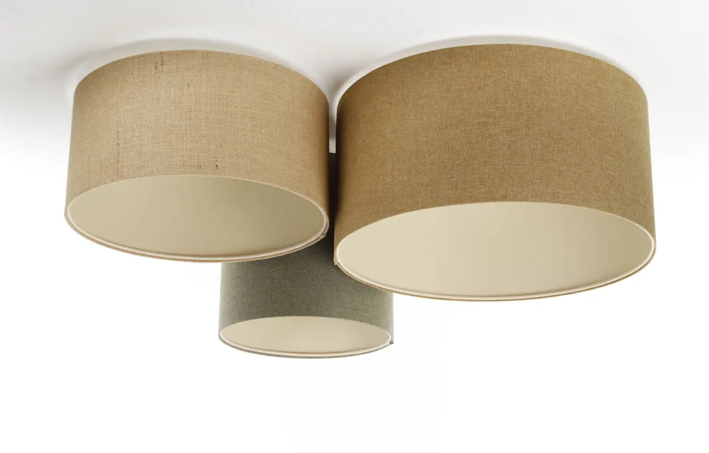Luminaire Plafonnier en Tissu - Trio Boho Elegant (Moutarde/Beige/Vert Gris/Ecru)