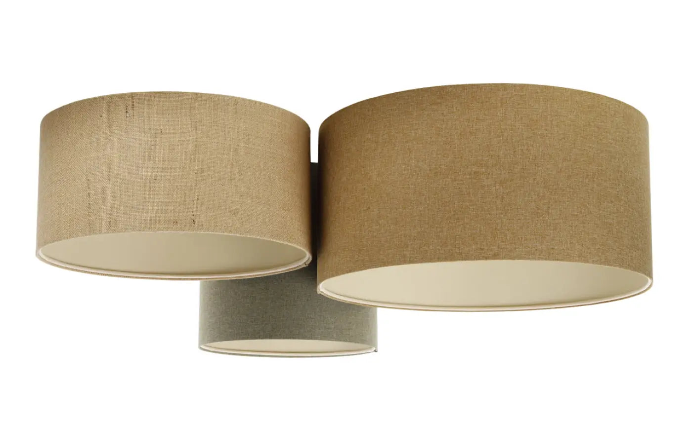 Luminaire Plafonnier en Tissu - Trio Boho Elegant (Moutarde/Beige/Vert Gris/Ecru)