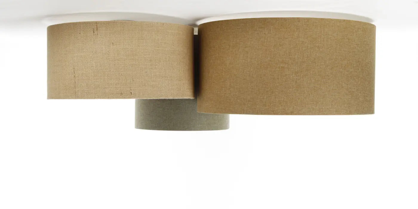 Luminaire Plafonnier en Tissu - Trio Boho Elegant (Moutarde/Beige/Vert Gris/Ecru)