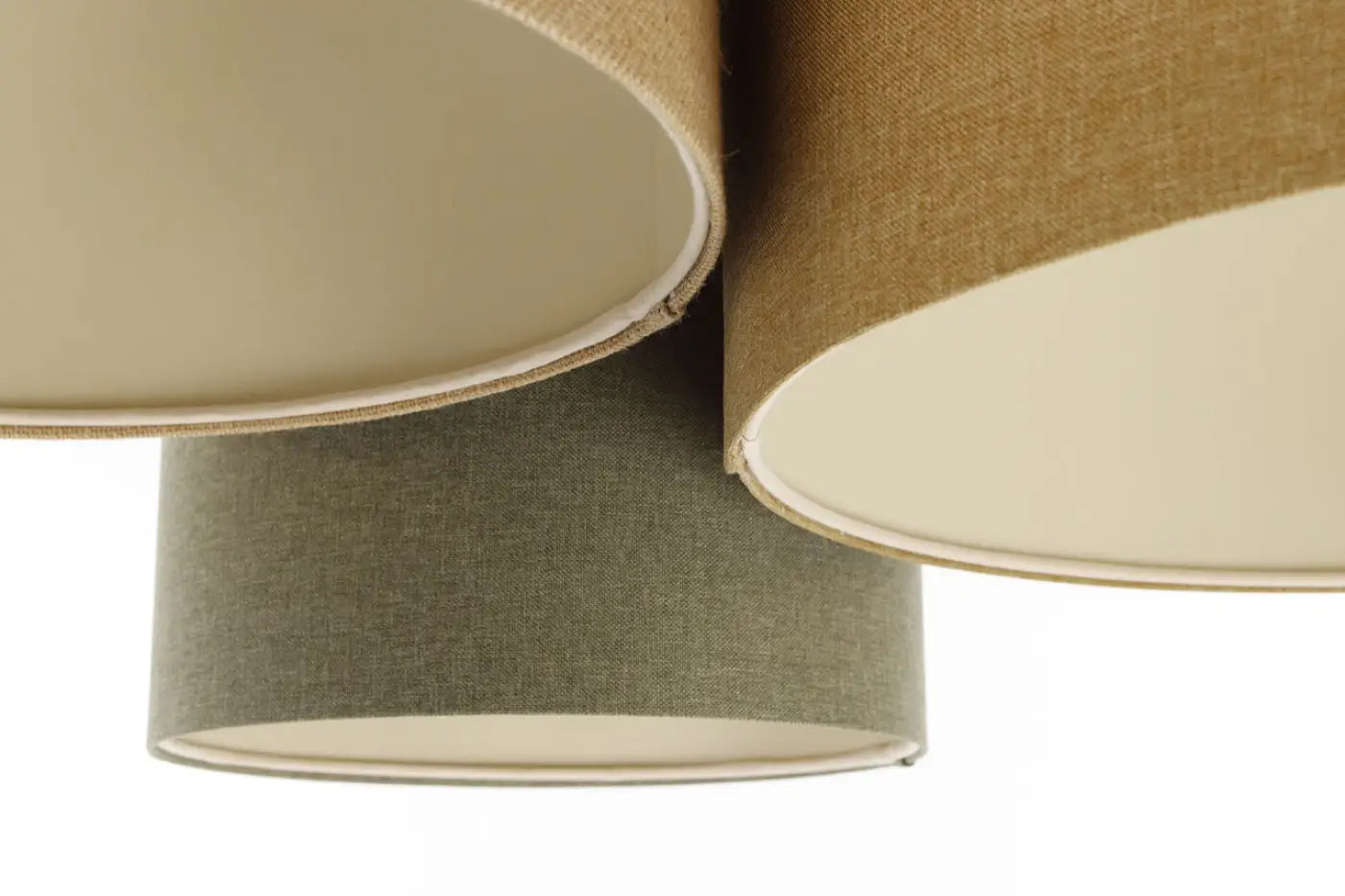 Luminaire Plafonnier en Tissu - Trio Boho Elegant (Moutarde/Beige/Vert Gris/Ecru)