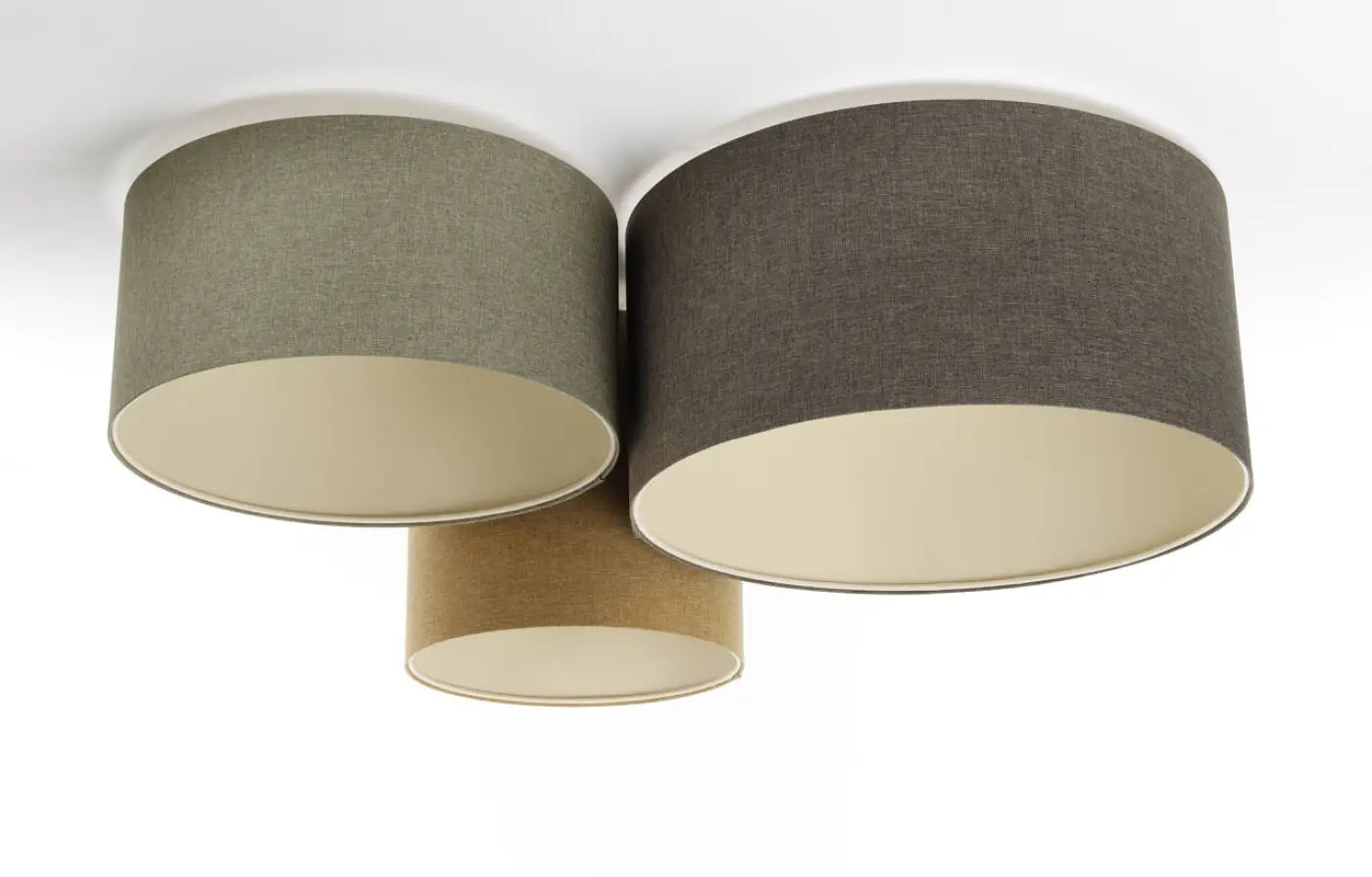 Luminaire Plafonnier Chic en Tissu - Trio Boho Elegant (Graphite/Vert Gris/Moutarde/Ecru)