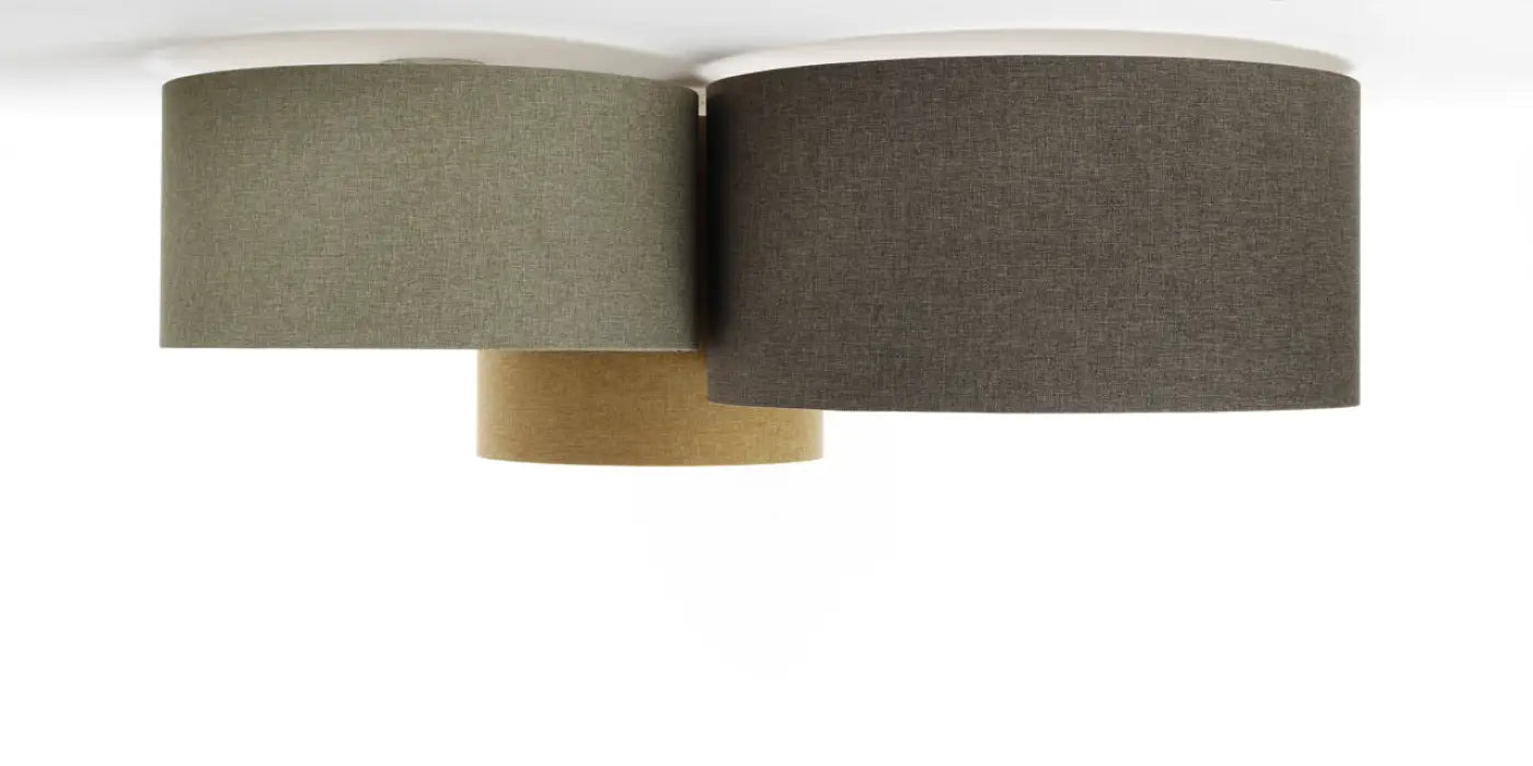 Luminaire Plafonnier Chic en Tissu - Trio Boho Elegant (Graphite/Vert Gris/Moutarde/Ecru)