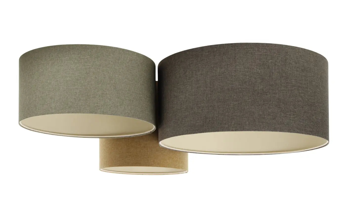 Luminaire Plafonnier Chic en Tissu - Trio Boho Elegant (Graphite/Vert Gris/Moutarde/Ecru)