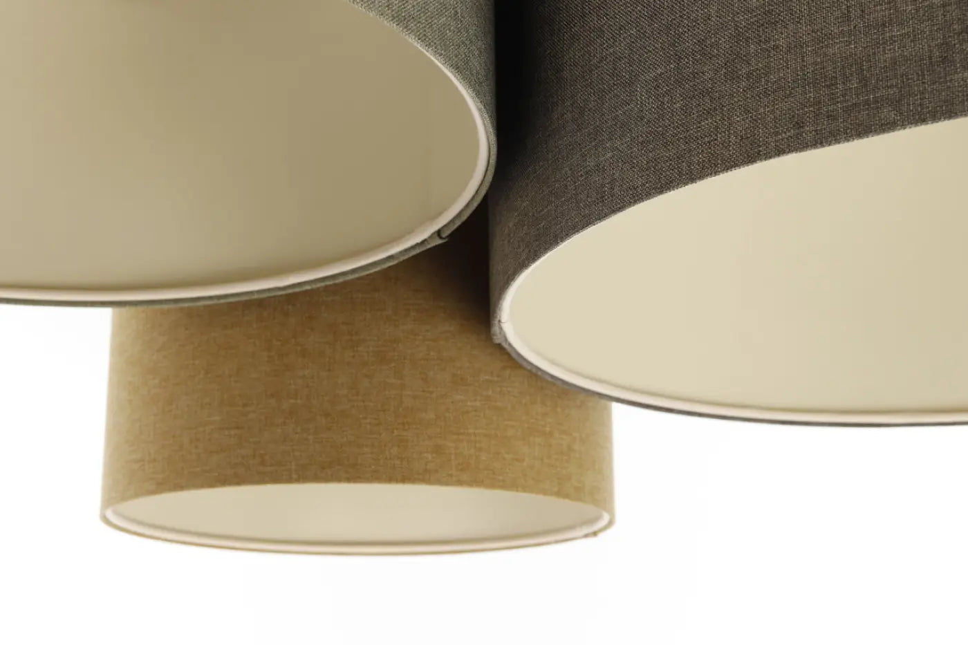 Luminaire Plafonnier Chic en Tissu - Trio Boho Elegant (Graphite/Vert Gris/Moutarde/Ecru)