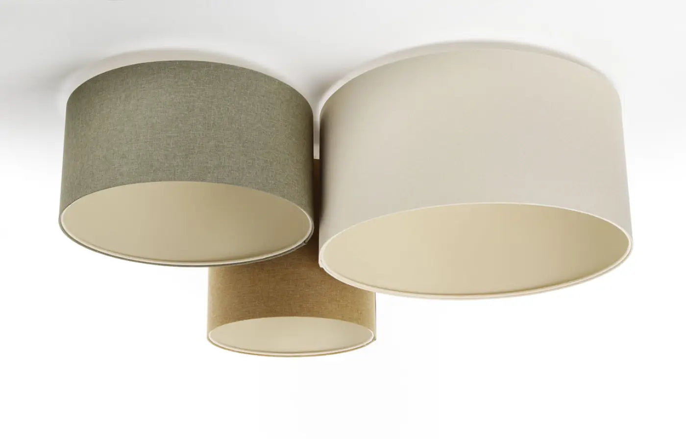 Luminaire Plafonnier Moderne en Tissu - Trio Boho Elegant (Crème/Gris Vert/Moutarde/Ecru)
