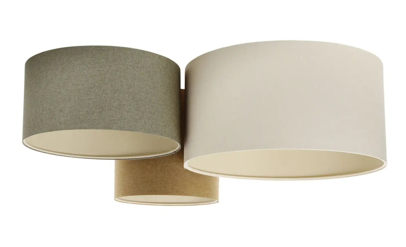 Luminaire Plafonnier Moderne en Tissu - Trio Boho Elegant (Crème/Gris Vert/Moutarde/Ecru)