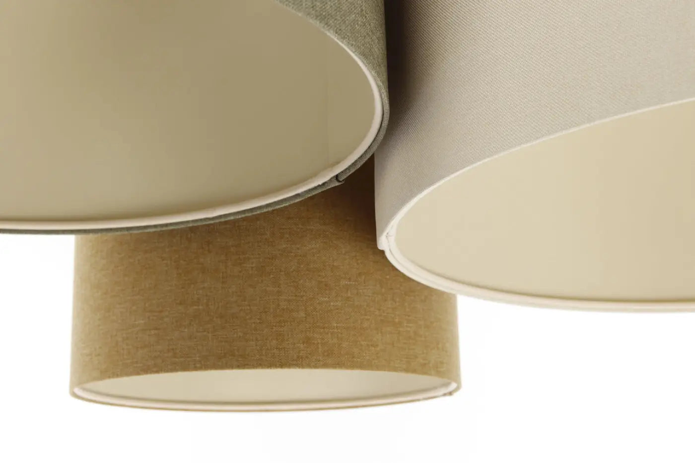 Luminaire Plafonnier Moderne en Tissu - Trio Boho Elegant (Crème/Gris Vert/Moutarde/Ecru)