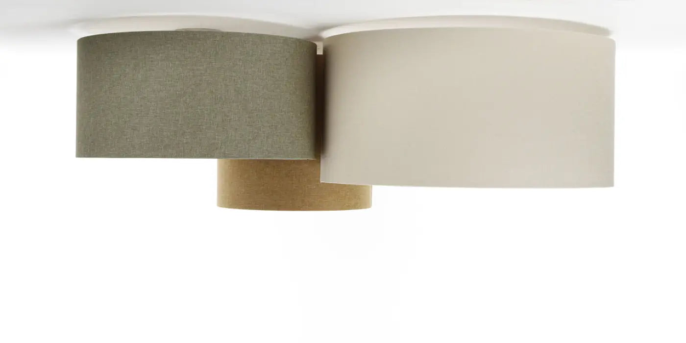 Luminaire Plafonnier Moderne en Tissu - Trio Boho Elegant (Crème/Gris Vert/Moutarde/Ecru)
