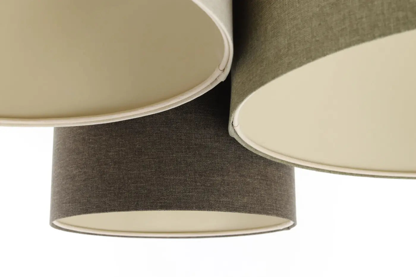 Luminaire Plafonnier en Tissu - Trio Boho Elegant (Crème/Vert/Graphite/Ecru)