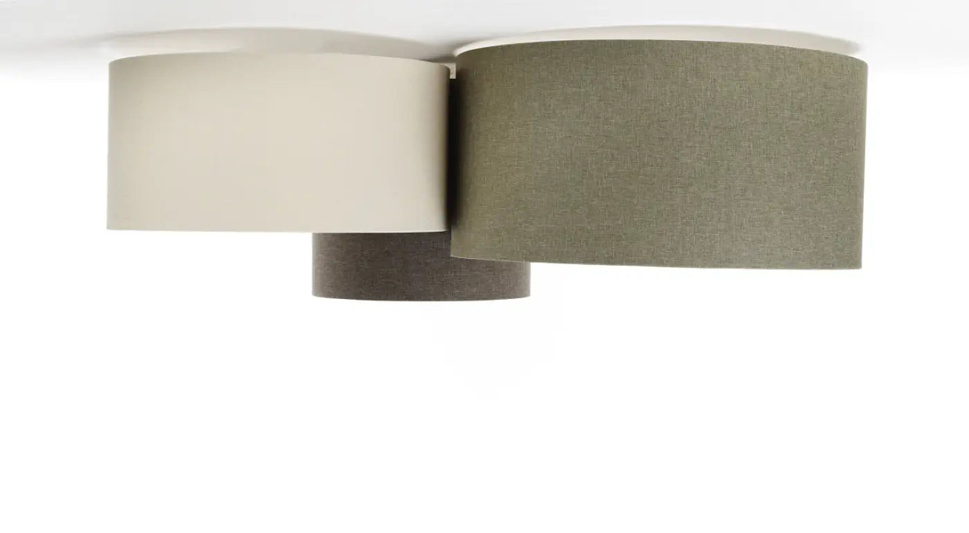 Luminaire Plafonnier en Tissu - Trio Boho Elegant (Crème/Vert/Graphite/Ecru)