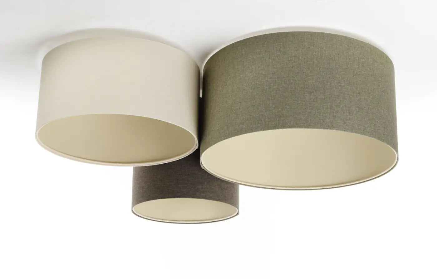 Luminaire Plafonnier en Tissu - Trio Boho Elegant (Crème/Vert/Graphite/Ecru)