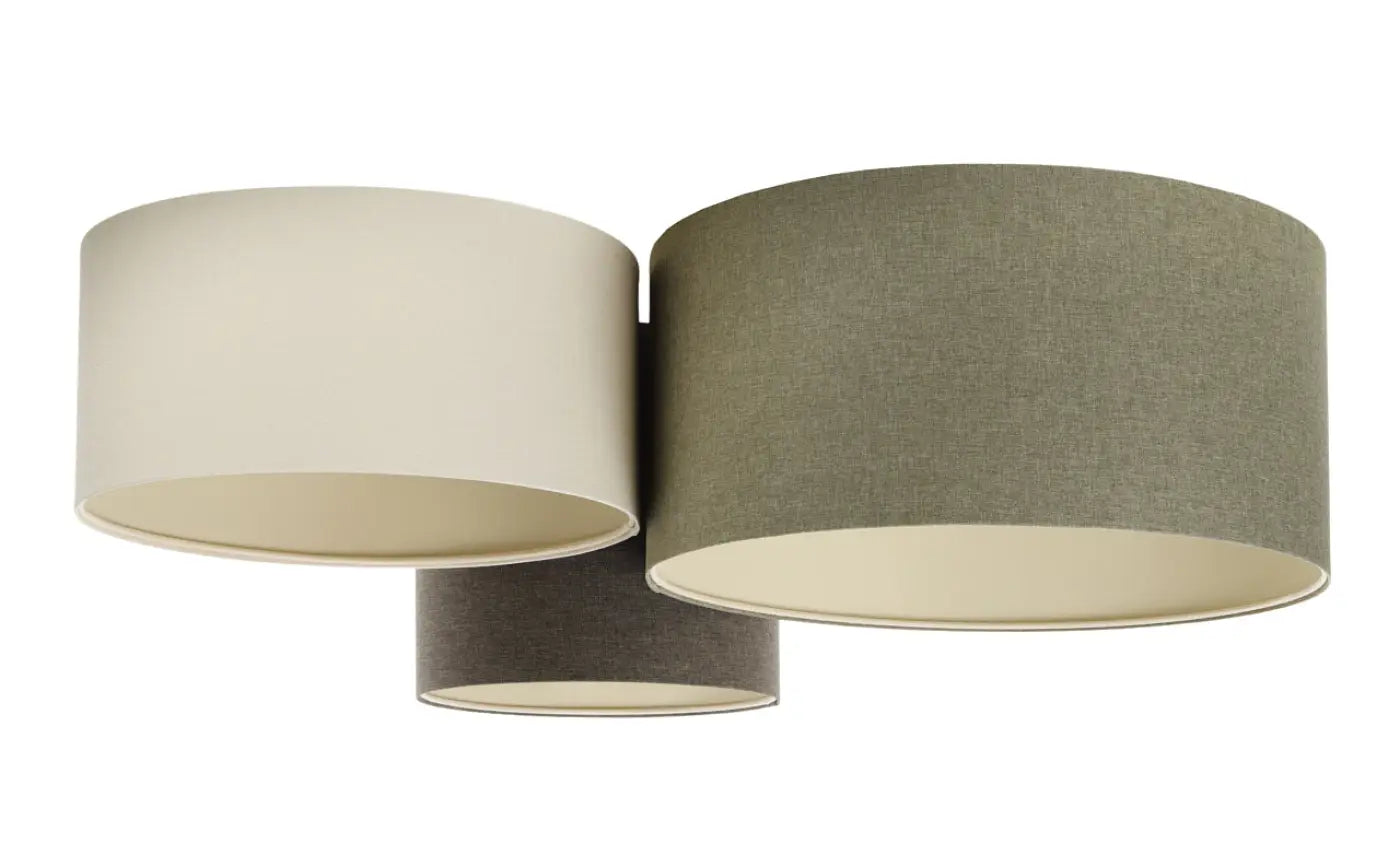 Luminaire Plafonnier en Tissu - Trio Boho Elegant (Crème/Vert/Graphite/Ecru)