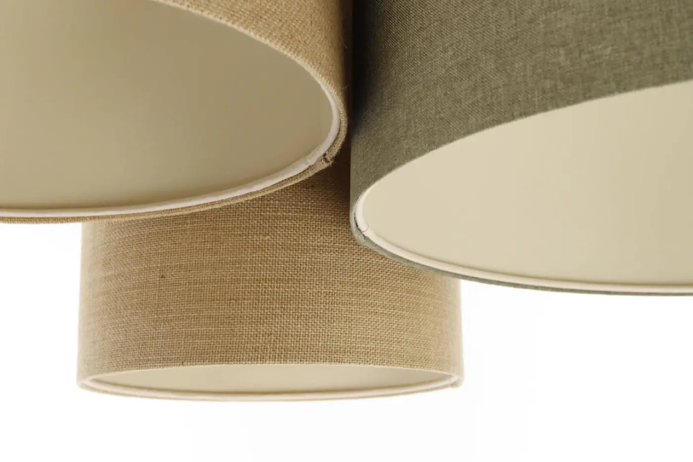 Luminaire Plafonnier Design en Tissu - Trio Boho Elegant (Beige/Vert/Ecru)